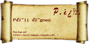 Péli Ágnes névjegykártya